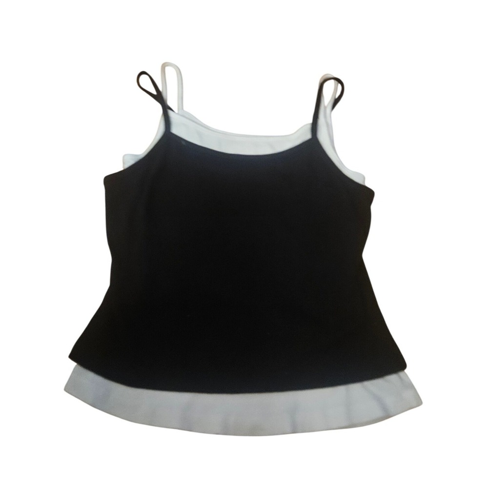 Pilcro Anthropologie Layered Camisole Top Black White Ribbed Knit Womens Medium